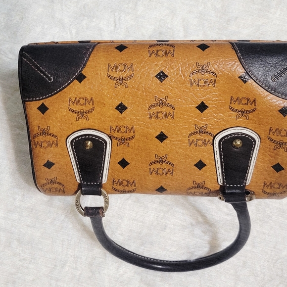 MCM Cognac and Black Satchel - Picture 6 of 6